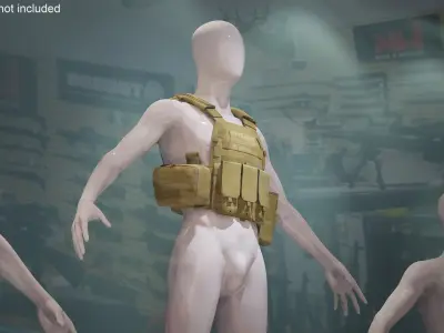  Ranger Plate Carrier with Pouches on Mannequin Green 