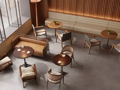 Industrial - style coffee shop 3D model