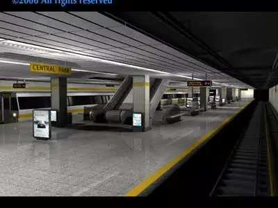 Subway station with train 3D model