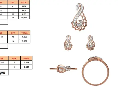 Light wt Ring Earrings Pendant set stl jcd 1-render details 3D print model 55