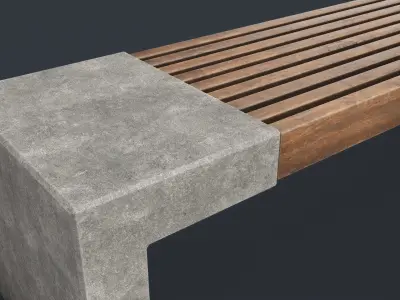 Modern Outdoor Bench 23 PBR Game Ready Low-poly 3D model