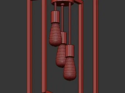 Gastown 3 three light pendant hanging from frame 3D model