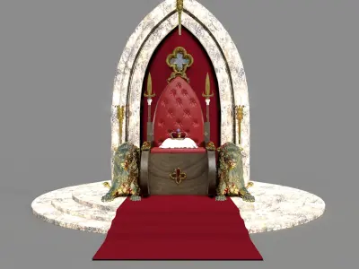 Medieval trono do rei 3D model