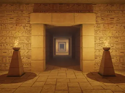 Egyptian Tombs with Pyramid Low-poly 3D model