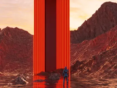 Futuristic sci-fi art Portal in Wastelands 3D model