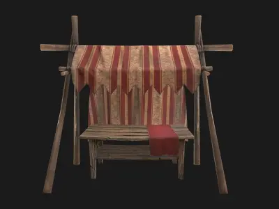 Market Stalls Red Tent Low-poly 3D model