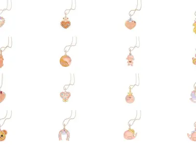 100 Ultra Light Weight Kids Pendant Necklace Charms 3dm stl obj 3D Model Pack