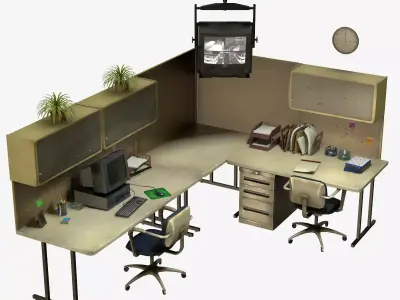 Office Set Low-poly 3D model