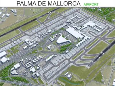 Palma de Mallorca Airport 10km Low-poly 3D model