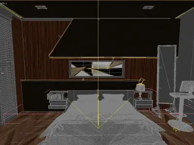 Simple Bedroom Design with and without window Low-poly 3D model