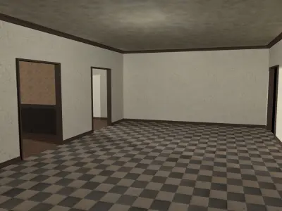 Old Building with Bar and Hotel Low-poly 3D model