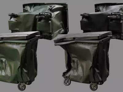 Crushed Trash Container 04 Low-poly 3D model