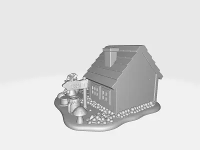 St Patrick Day Lucky Cottage Leprechaun House with Rainbow 3D print model