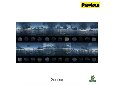 Realistic HDRI 18pcs 12k Ocean with Cloud Low-poly 3D model