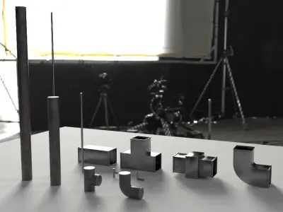 Modular industrial pipeline PBR Low-poly 3D model Low-poly 3D model