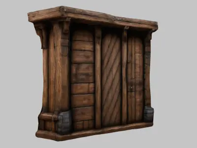 Medieval Tavern Wall door Low-poly 3D model