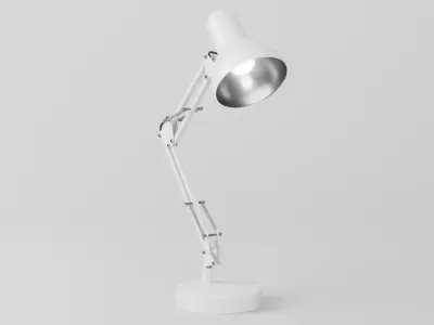 Desk Lamp Flexo White - PBR metal desk lamp 3D model