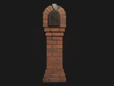 Brick Mailbox Low-poly 3D model