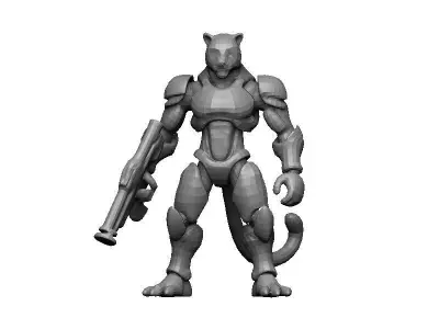 Leopard Cyborg Low-poly 3D model