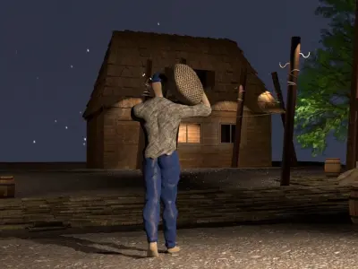 Village exterior  Low-poly 3D model
