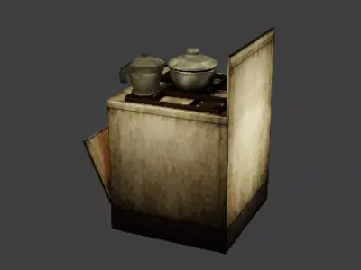 Low Poly PS1 Retro Oven Kitchen Prop FBX OBJ GLB Low-poly 3D model