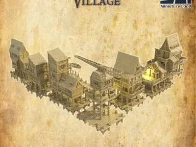 Old Lake Town Tabletop Terrain 28 MM 3D print model