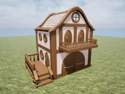 Medieval Fantasy Town Building 4 Game Ready Low-poly 3D model