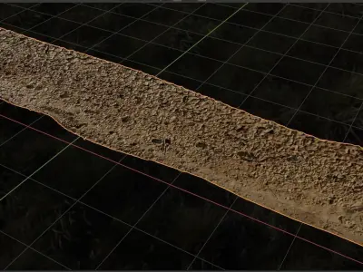 3d scan - muddy road 01 Low-poly 3D model