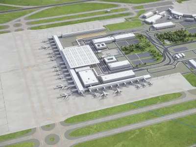 Berlin Brandenburg Airport - BER Low-poly 3D model
