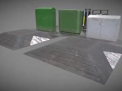 Street furniture Low poly PBR Low-poly 3D model