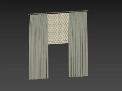 Curtains curtain with pleats and window 3D model