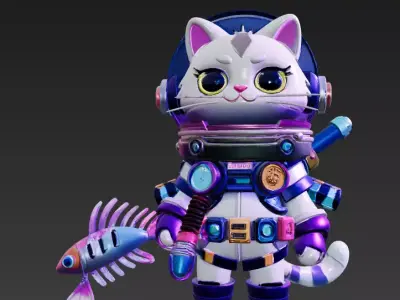 Astronaut Cat Character 3D model