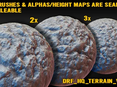 Ultra HQ Terrain Seamless Sculpt Zbrush brushes and Alphas Vol8 3D model