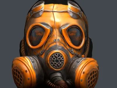 Gas mask helmet 3d model military combat fantasy cyborg Low-poly 3D model