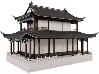 Japan Temple Hall 3D model