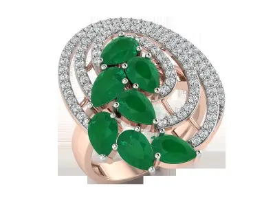 Light Weight Rose Gold Diamond Ring  -EZ R-238 3D print model