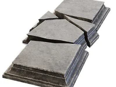 Cracked Stone Tomb Cover 3D model