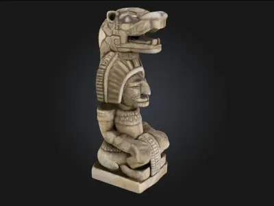 Jaguar Warrior Statue  Ferocity Cast in Stone 3D model