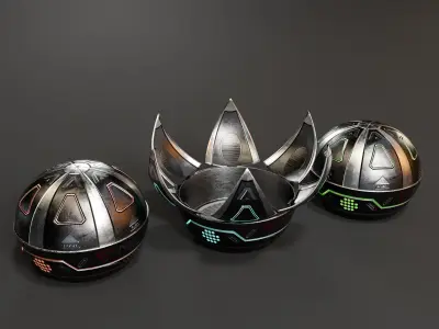 Sci-Fi Claw Grenade  Low-poly 3D model