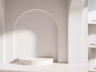 White room with archway and pedestal 3D model