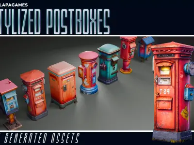 Stylized Postboxes 3D model