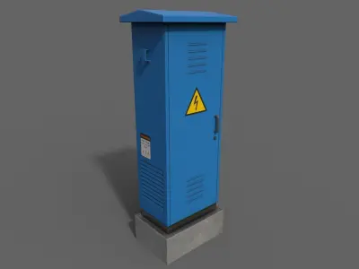 PBR Electric Box Blue V2 Low-poly 3D model