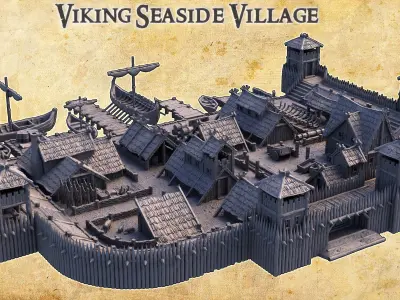 iking Seaside Village - Tabletop Terrain - 28 MM 3D print model