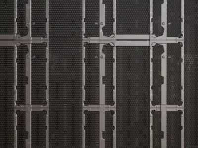 Dark Futuristic Perforated Metal Grill Transparent PBR Seamless Texture