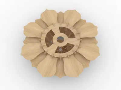 Wooden lamp with stone lotus decoration 3D model