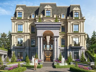 Luxury Neoclassical Villa - High-End French Mansion Exterior 3D model