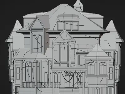 Abandoned old house - realistic low poly Low-poly 3D model