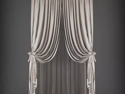 Curtain with bow Low-poly 3D model