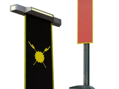 Futuristic Sci-Fi Flag Standard many PBR Options Textures Low-poly 3D model