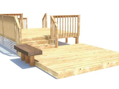 Three Level Deck for Houses Low-poly 3D model